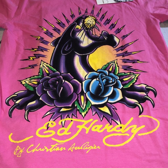 Ed Hardy Pink S/S Graphic Tee - Picture 3 of 10